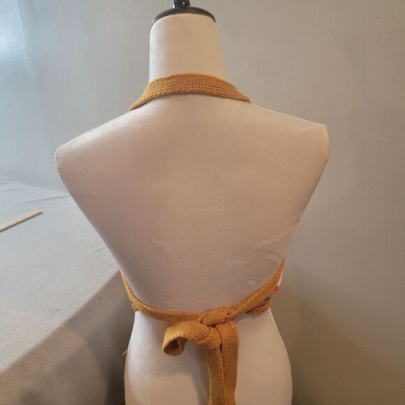 Zara Knit Cropped Crochet Striped Halter Top Size Medium - Picture 3 of 5